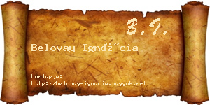 Belovay Ignácia névjegykártya